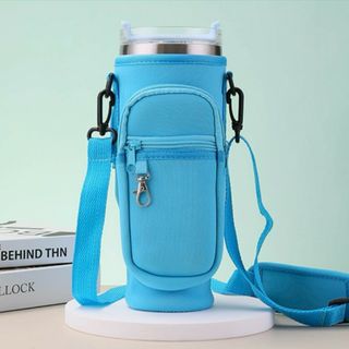 水筒カバー 肩掛け ドリンクホルダー ブルー