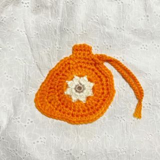 ♡期間限定♡ 手編み オカリナモチーフ コースター マット オレンジ🧡