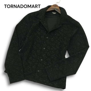 トルネードマート(TORNADO MART)のTORNADOMART トルネードマート 通年★ 花柄 フラワー 総柄 長袖 タック ジャガード シャツ Sz.F メンズ 黒 日本製(シャツ)