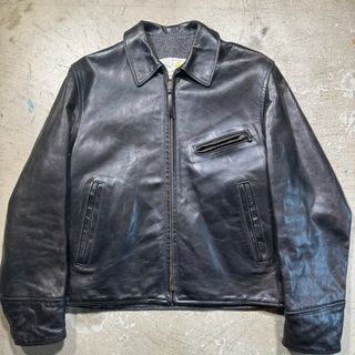 AERO LEATHER エアロレザー HALFBELT ハーフベルト ホースハイドレザーライダースジャケット 茶芯 馬革 size38(レザージャケット)