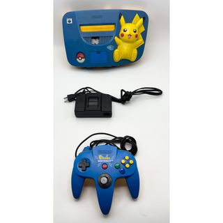 ピカチュウNINTENDO64 ブルー&イエロー 通電のみ確認(家庭用ゲーム機本体)