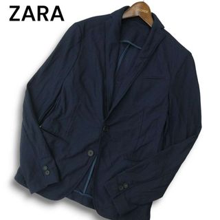 ZARA - ZARA ザラ マン 春夏 現行タグ★ メッシュ 2B アンコン テーラード ジャケット Sz.46 メンズ ネイビー