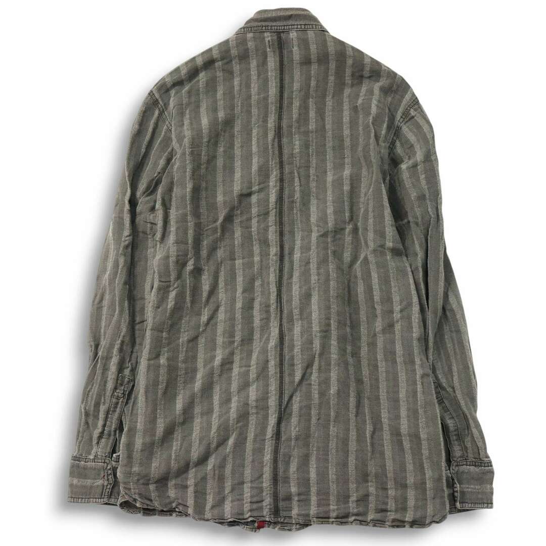Levi's(リーバイス)のY2K 00s★ Levi's リーバイス 60702-62 通年 2004年製★ 長袖 リネン ストライプ ワーク シャツ Sz.L メンズ 灰 メンズのトップス(シャツ)の商品写真