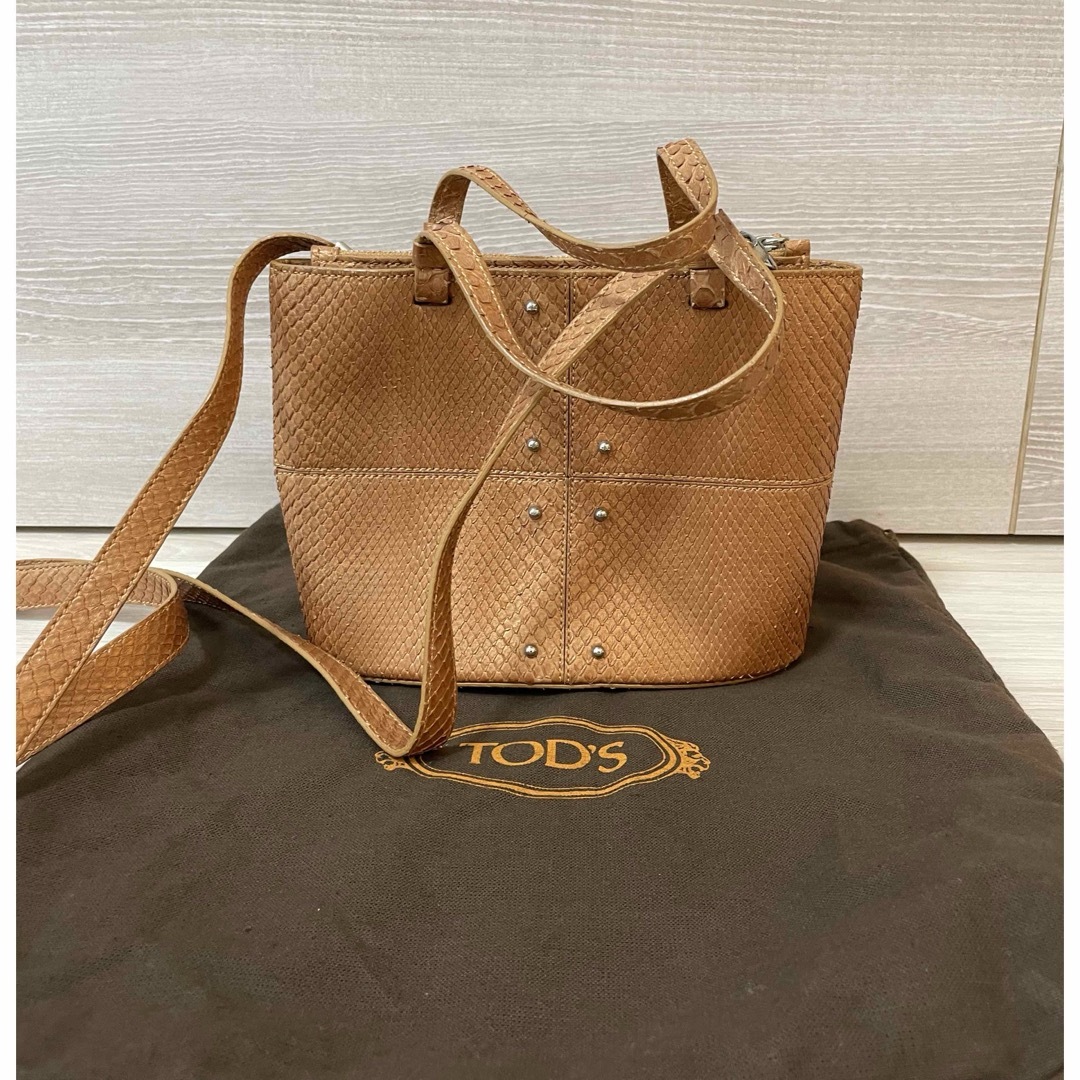 TOD'S トッズ 2WAYショルダーバッグ ブラック ホワイト カーフ