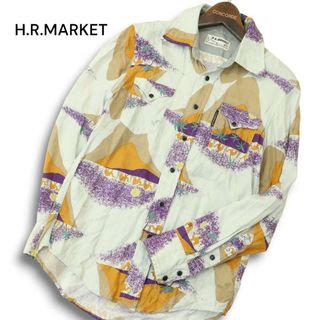 H.R.MARKET ハリウッドランチマーケット 春夏 ラクダ★ レーヨン100% 総柄 長袖 シャツ Sz.0 メンズ 日本製(シャツ)