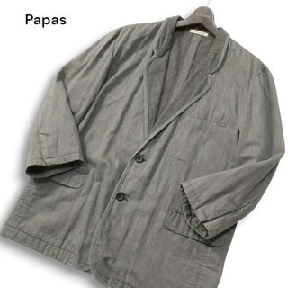 Papas パパス 通年 パイピング★ アンコン ブレザー テーラード ジャケット Sz.M　メンズ グレー 日本製(その他)