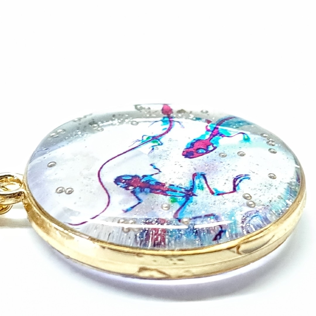 。*【 632 】- 月と両生類スケルトン -  ネックレス *  。 ハンドメイドのアクセサリー(ネックレス)の商品写真