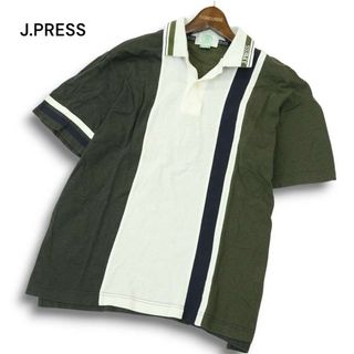 ジェイプレス(J.PRESS)のJ.PRESS GOLF CLUB Jプレス ゴルフ 春夏★ ブロック切替 半袖 鹿の子 ポロシャツ Sz.L メンズ 日本製(ウエア)