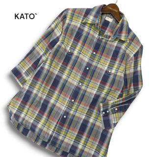 カトー(KATO`)のKATO` カトー 春夏★ 7分袖 ウエスタン チェック シャツ Sz.S メンズ(シャツ)