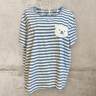 S237 HAPINS WEAR クマ柄半袖Tシャツ　カットソー　ルームウェア(Tシャツ(半袖/袖なし))