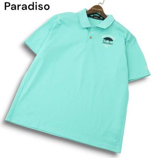 Paradiso パラディーゾ ゴルフ 春夏★ ロゴ刺繍 半袖 ポロシャツ Sz.LL メンズ 大きいサイズ 水色 日本製