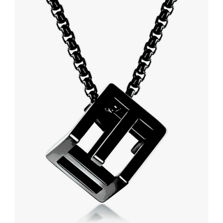 【Rk001】ネックレス　アクセサリー 　メンズ 　ブラック　ルービックキューブ(ネックレス)