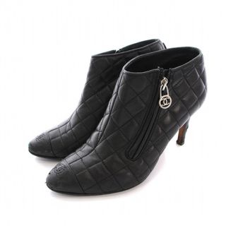 シャネル(CHANEL)のシャネル ブーティ ショートブーツ マトラッセ ココマーク 36.5 黒(ブーツ)