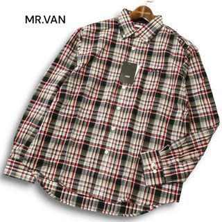 【新品 未使用】 MR.VAN ミスター ヴァン ヴァンジャック 通年★ 長袖 チェック ボタンダウン シャツ Sz.M メンズ(シャツ)