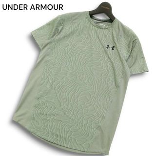 UNDER ARMOUR アンダーアーマー 春夏 HEATGEAR★ ウェーブ柄 切替 半袖 Tシャツ カットソー Sz.SM メンズ トレーニング