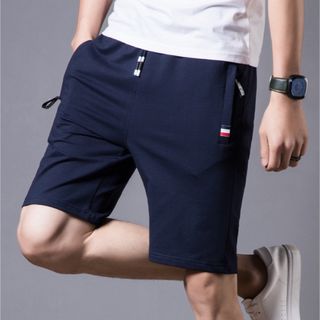 ハーフパンツ メンズ ショートパンツ 5分丈 短パン ネイビー XL
