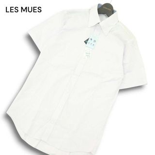 【新品 未使用】 LES MUES レミュー 春夏 ノンアイロン★ 半袖 ボタンダウン ストライプ シャツ ワイシャツ Sz.M メンズ(シャツ)