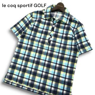 le coq sportif GOLF ルコック スポルティフ ゴルフ 春夏 ロゴ刺繍★ 半袖 チェック ポロシャツ Sz.M メンズ(ウエア)