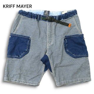 クリフメイヤー(KRIFF MAYER)のKRIFF MAYER クリフメイヤー デニム切替★ ボーダー キャンプ クライミング ハーフ ショート パンツ Sz.M メンズ アウトドア(ショートパンツ)