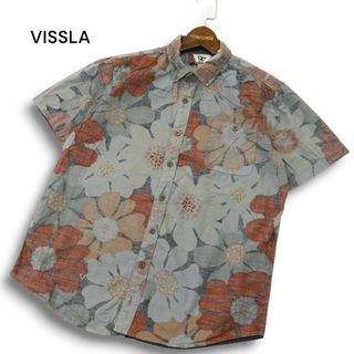 VISSLA ヴィスラ 春夏 花柄 フラワー 総柄★ 半袖 ボタンダウン シャツ Sz.LARGE/M メンズ