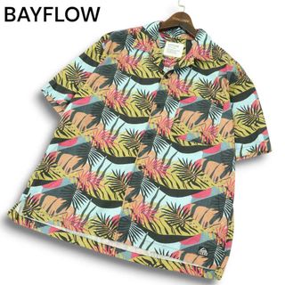 BAYFLOW ベイフロー 春夏★ 半袖 総柄 リーフ オーバーサイズ シャツ Sz.3 メンズ