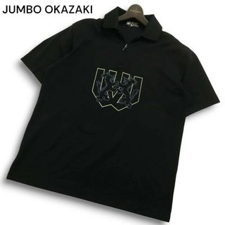 JUMBO OZAKI BY MIEKO UESAKO ジャンボオオザキ バイ ミエコウエサコ 刺繍★ 半袖 ハーフジップ シャツ Sz.48 メンズ ゴルフ