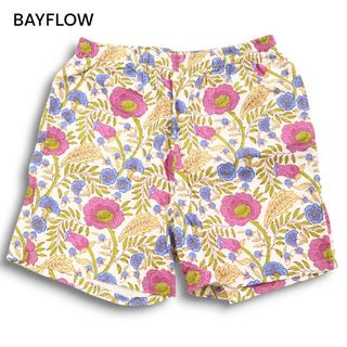 22SS★ BAYFLOW × india is beautiful ベイフロー インディアイズビューティフル 花柄 総柄 ショート パンツ Sz.3 メンズ(ショートパンツ)