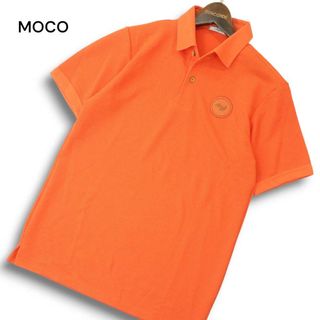 MOCO モコ 春夏 ロゴ★ 半袖 サーマル ワッフル ポロシャツ Sz.48 メンズ ゴルフ 日本製(ウエア)