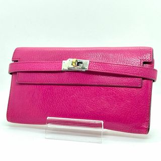 エルメス(HERMES)のエルメス HERMES 三つ折り長財布 ケリーウォレット ピンク シェーブル(財布)