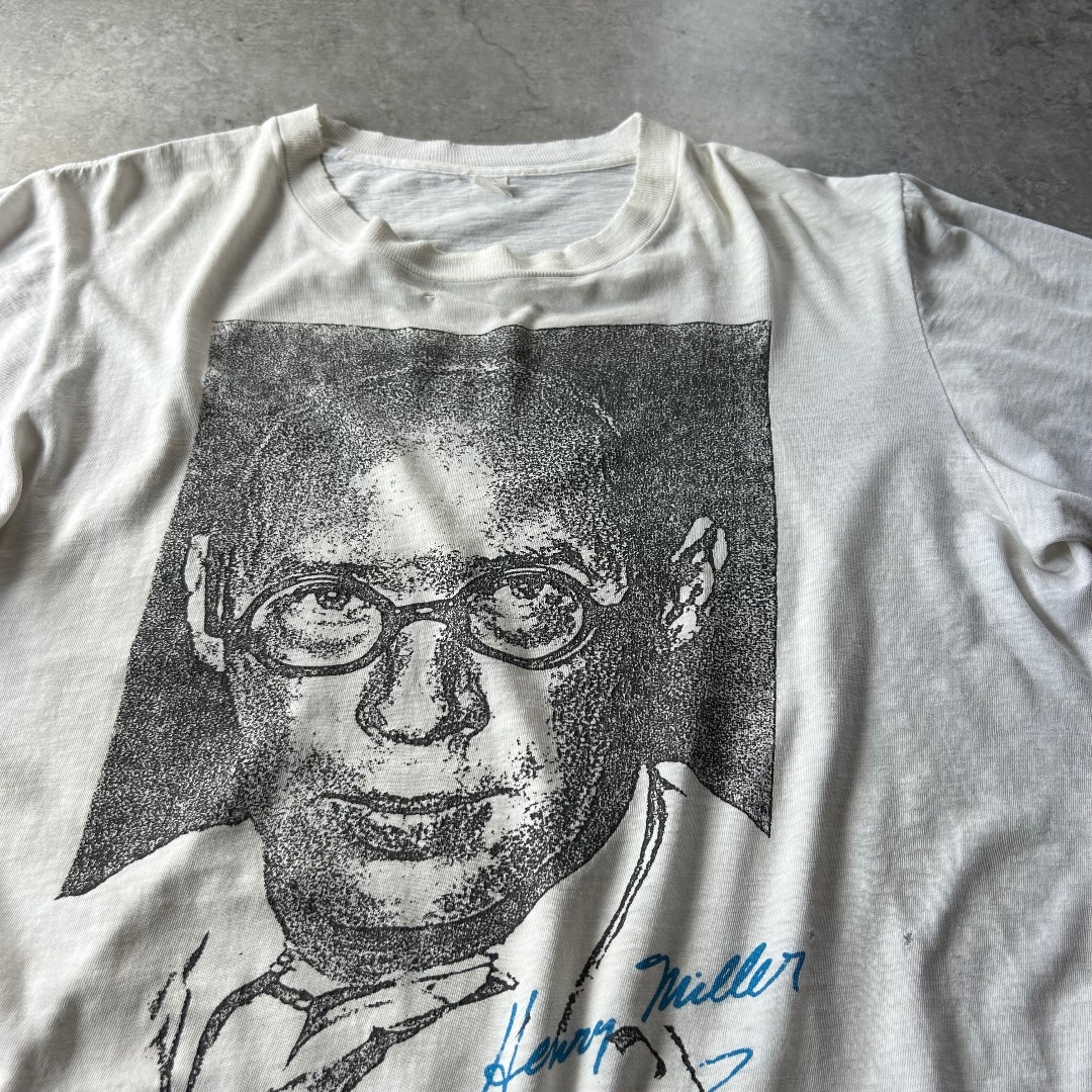 80s90s ヘンリーミラー 偉人tシャツ USA製 ホワイト XL 80s90s ヘンリーミラー 偉人tシャツ USA製 ホワイト XL