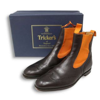 トリッカーズ(Trickers)の英国製★ Tricker's トリッカーズ Henry ヘンリー★ ウイングチップ レザー サイドゴア ブローグ ブーツ Sz.8-5 メンズ(ブーツ)