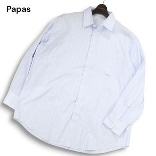 Papas パパス 通年★ 長袖 ストライプ ドレス シャツ Sz.52 メンズ 日本製 大きいサイズ(シャツ)