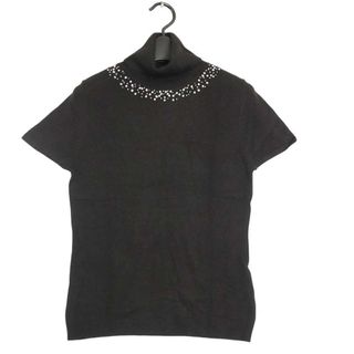 ジャイロ(JAYRO)の【新品 未使用】 JAYRO ジャイロ 通年 ビジュー★ アンゴラ タートルネック 半袖 セーター ニット Sz.M レディース 黒(ニット/セーター)