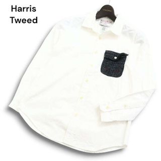 ハリスツイード(Harris Tweed)のgraniph × HarrisTweed グラニフ ハリスツイード 秋冬 ツイード チェック ポケット★ 長袖 ネル シャツ Sz.SS メンズ 白(シャツ)