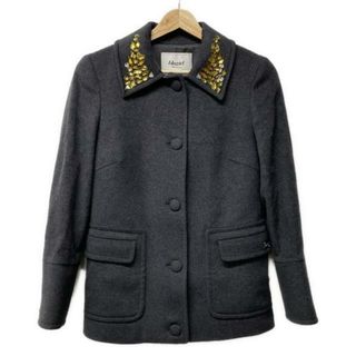 BLUGiRL BLUMARINE(ブルーガールブルマリン) コート サイズI 40 レディース - ダークグレー 長袖/ビジュー/ショート丈/秋/冬(その他)