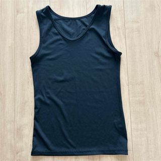 リブ素材　黒色タンクトップ(タンクトップ)