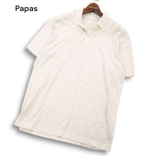 Papas パパス 春夏 ロゴ ワッペン★ ゆったり 半袖 ポロシャツ Sz.L メンズ 日本製(ポロシャツ)