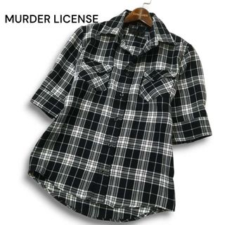 MURDER LICENSE マーダーライセンス 春夏★ 半袖 ワーク チェック シャツ Sz.46 メンズ 日本製(シャツ)