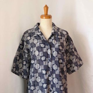 ロキエ(Lochie)のused レトロ 花 格子柄 シャツ 古着 ヴィンテージ vintage(シャツ/ブラウス(半袖/袖なし))