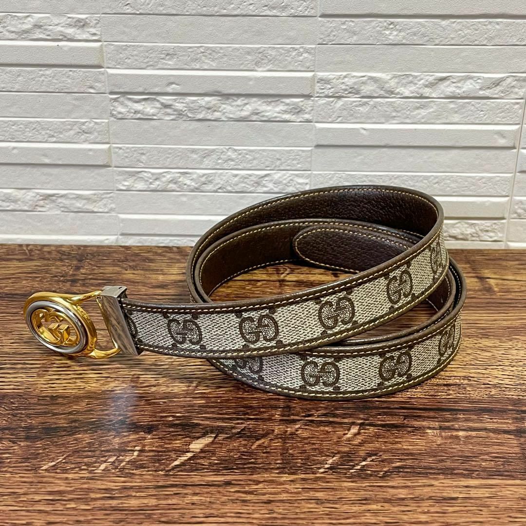 GUCCI - グッチ GGキャンバス × レザー ベルト インター