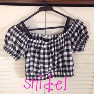 スナイデル(SNIDEL)のsnidel♡ギンガムオフショル(Tシャツ(半袖/袖なし))