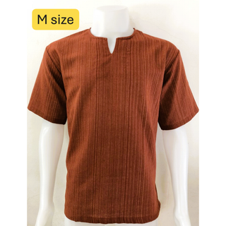 n185【新品未使用】Tシャツ Vネック 半袖 ブラウン メンズ Mサイズ(Tシャツ/カットソー(半袖/袖なし))