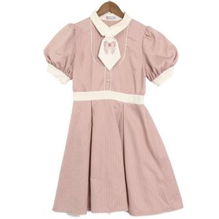 axes femme POETIQUE アクシーズファム ポエティック 春夏 ストレッチ★ ストライプ 刺繍 ワンピース Sz.M レディース(その他)