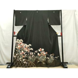 平和屋着物■豪華黒留袖　刺繍　花松文　金彩　正絹　逸品　AAAW2621cs