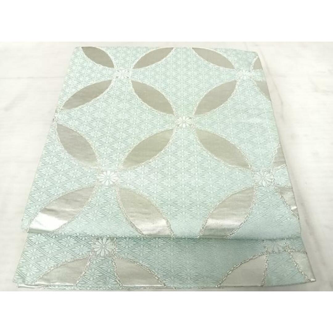 平和屋着物◎六通柄袋帯　七宝花文　銀糸　正絹　逸品　AAAW2353yx レディースの水着/浴衣(帯)の商品写真
