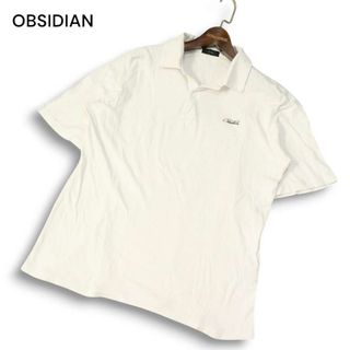 OBSIDIAN オブシディアン 春夏 ロゴ刺繍★ 半袖 ビッグ ポロシャツ Sz.S メンズ 白 日本製(ポロシャツ)