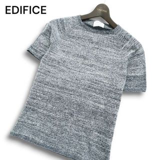 エディフィス(EDIFICE)のEDIFICE エディフィス 春夏★ 半袖 メランジ ニット Tシャツ カットソー Sz.44 メンズ 日本製 グレー(Tシャツ/カットソー(半袖/袖なし))