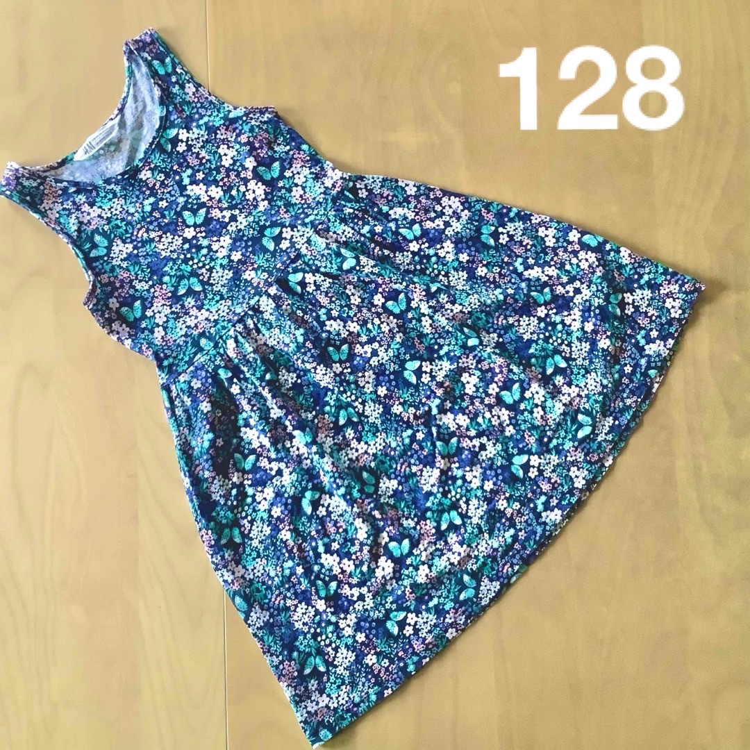 H&M(エイチアンドエム)のH＆M ノースリーブワンピース　花柄　128 キッズ/ベビー/マタニティのキッズ服女の子用(90cm~)(ワンピース)の商品写真