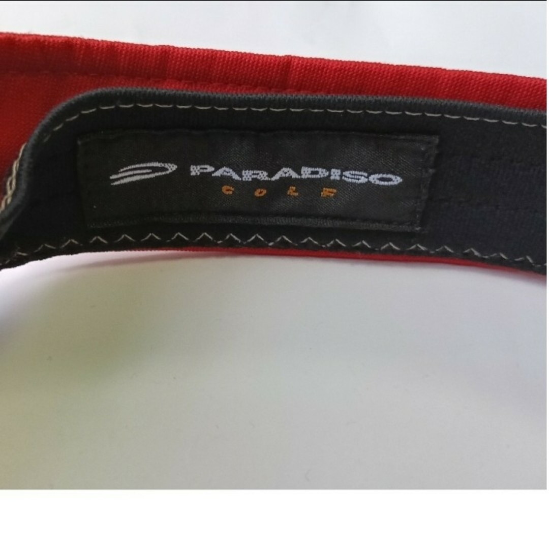 Paradiso(パラディーゾ)の最終価格！PARADISO レッド バイザー ゴルフ サンバイザー 赤 洗濯済み スポーツ/アウトドアのゴルフ(ウエア)の商品写真