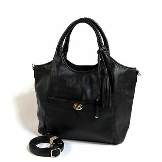 【極美品】モンテロッソ 2WAY ハンドバッグ ブラック ゴールド金具(トートバッグ)